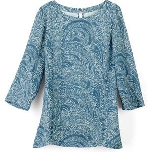 Soft Surroundings OceO Gauze Tunic Abstract Multi Print 3/4 Sleeve Women's S